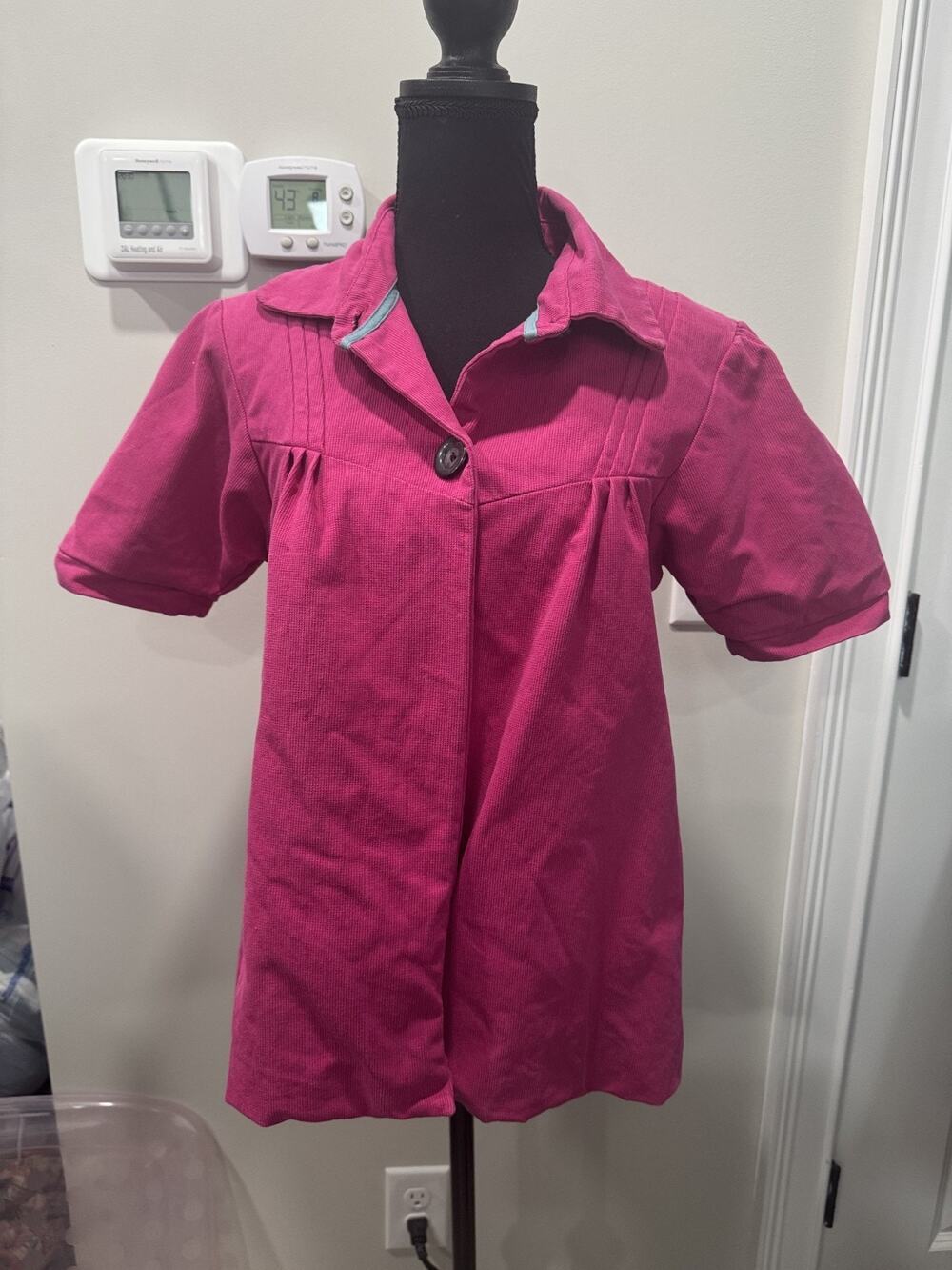 Poppy & Sam Pink Corduroy Jacket Medium Retro Button Front Shacket Twee